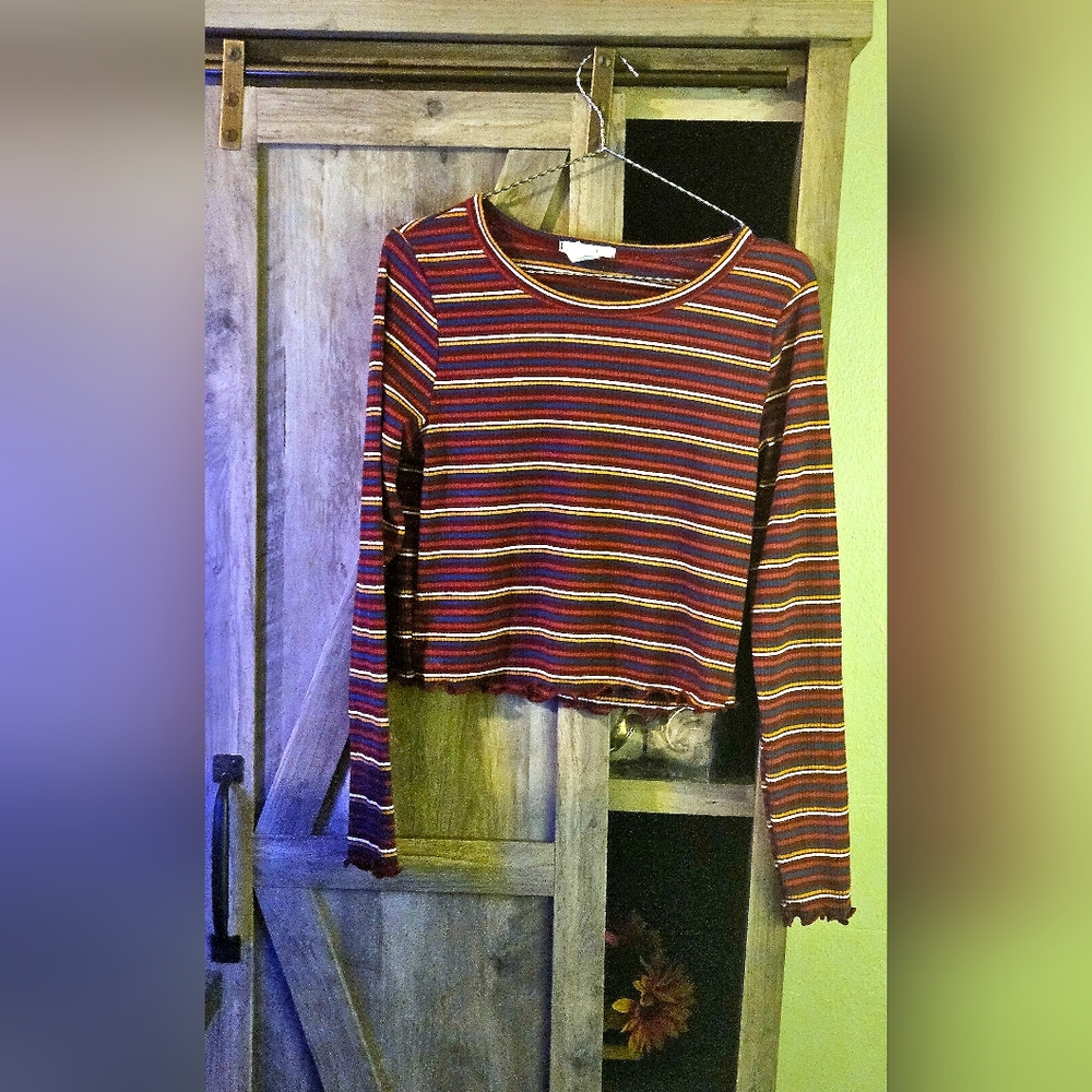 Acemi Maroon Striped Shirt